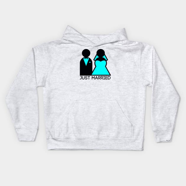 Just Married Newlyweds in Cyan Kids Hoodie by TheDaintyTaurus